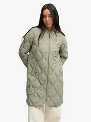 Superdry Green Longline Quilted Liner Jacket - Image 1 of 7