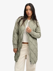 Superdry Green Longline Quilted Liner Jacket - Image 3 of 7