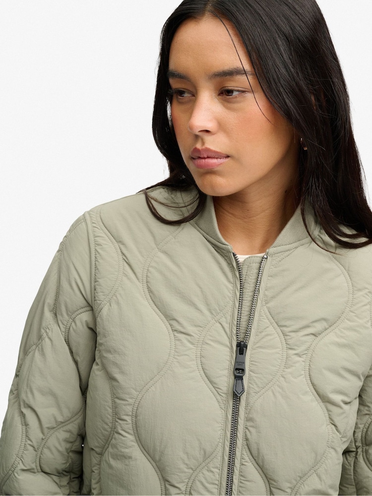 Superdry Green Longline Quilted Liner Jacket - Image 7 of 7 Superdry Green Longline Quilted Liner Jacket - Image 7 of 7