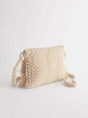 Cream Crochet Fringe Cross-Body Bag - Image 4 of 9