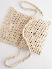Cream Crochet Fringe Cross-Body Bag - Image 7 of 9