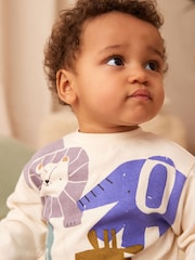 White/Cobalt Blue Safari Character Baby Top and Leggings 2 Piece Set - Image 3 of 5