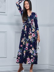 أزرق - Jolie Moi Greyson Long Sleeve Maxi Dress - Image 3 of 10