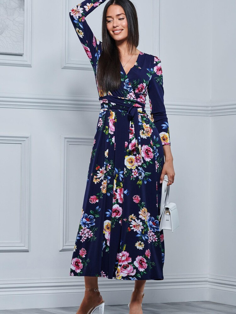 أزرق - Jolie Moi Greyson Long Sleeve Maxi Dress - Image 3 of 10