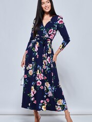 أزرق - Jolie Moi Greyson Long Sleeve Maxi Dress - Image 4 of 10