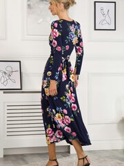 أزرق - Jolie Moi Greyson Long Sleeve Maxi Dress - Image 6 of 10