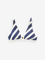 Navy/Cream Stripe Triangle Plunge Bikini Top - Image 1 of 4