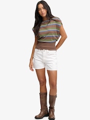 Superdry Brown Deep Rib Stripe Bardot Top - Image 5 of 7