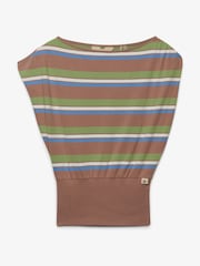 Superdry Brown Deep Rib Stripe Bardot Top - Image 6 of 7