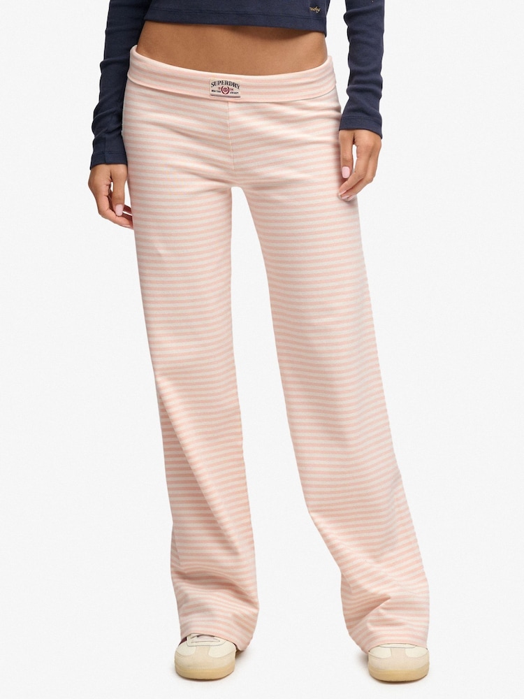 Superdry Pink Athletic Essentials Stripe Jersey Trousers - Image 1 of 6