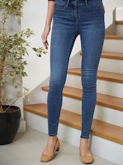 Mid Blue Denim Power Stretch Denim Leggings - Image 1 of 4