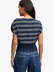 Superdry Blue Deep Rib Stripe Bardot Top - Image 2 of 7