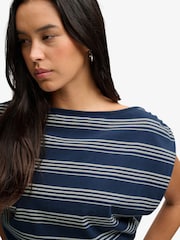Superdry Blue Deep Rib Stripe Bardot Top - Image 3 of 7