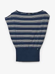 Superdry Blue Deep Rib Stripe Bardot Top - Image 6 of 7