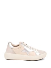 Pavers Cream Leather Lace Up Star Trainers - Image 1 of 5