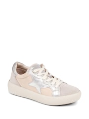 Pavers Cream Leather Lace Up Star Trainers - Image 2 of 5
