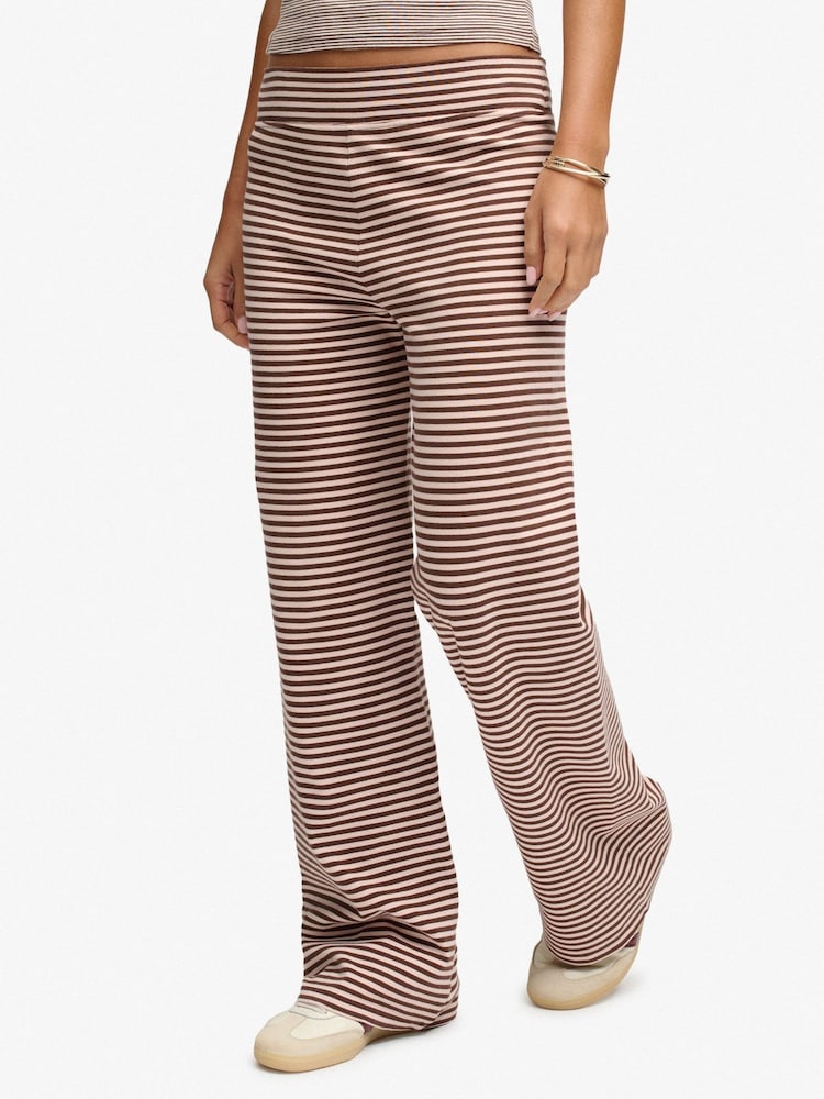 Superdry Brown Athletic Essentials Stripe Jersey Trousers - Image 1 of 7