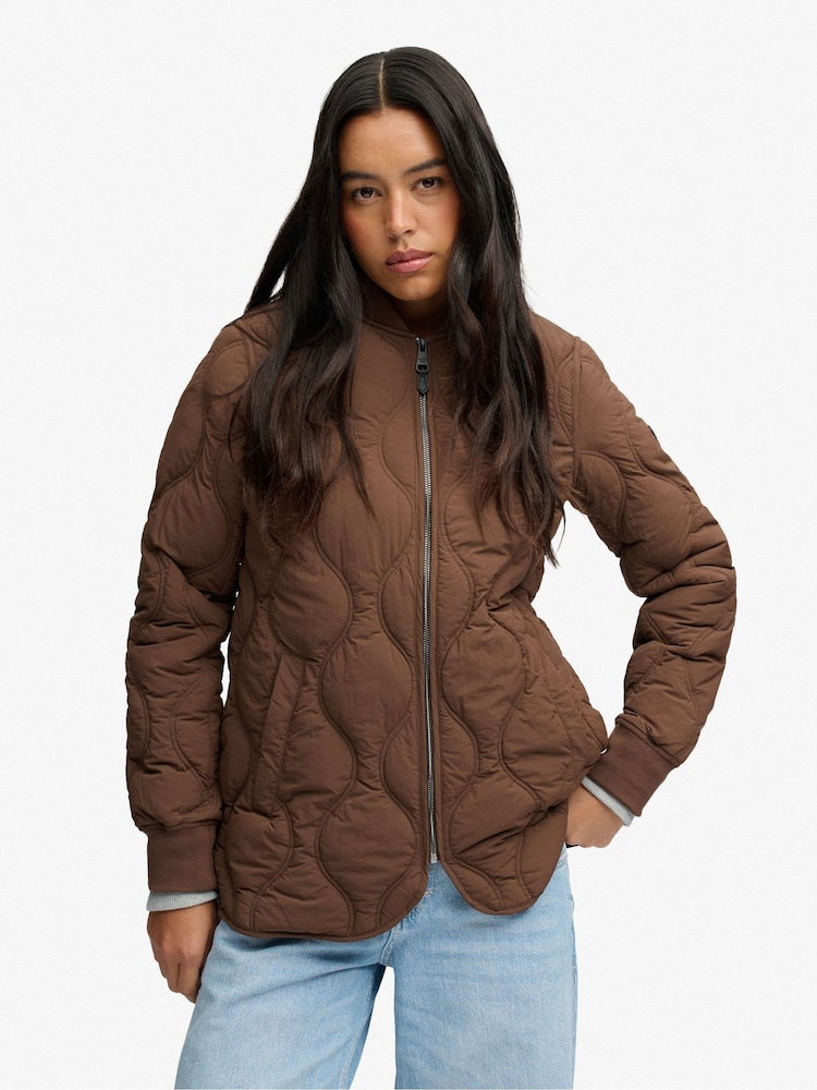 Superdry Brown Short Quilted Liner Jacket - Image 1 of 6 Superdry Brown Short Quilted Liner Jacket - Image 1 of 6