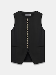 Mint Velvet Black Linen Button Detail Waistcoat - Image 7 of 8