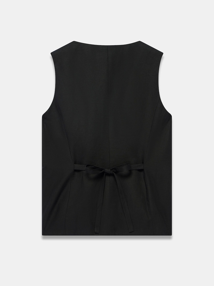 Mint Velvet Black Linen Button Detail Waistcoat - Image 8 of 8 Mint Velvet Black Linen Button Detail Waistcoat - Image 8 of 8