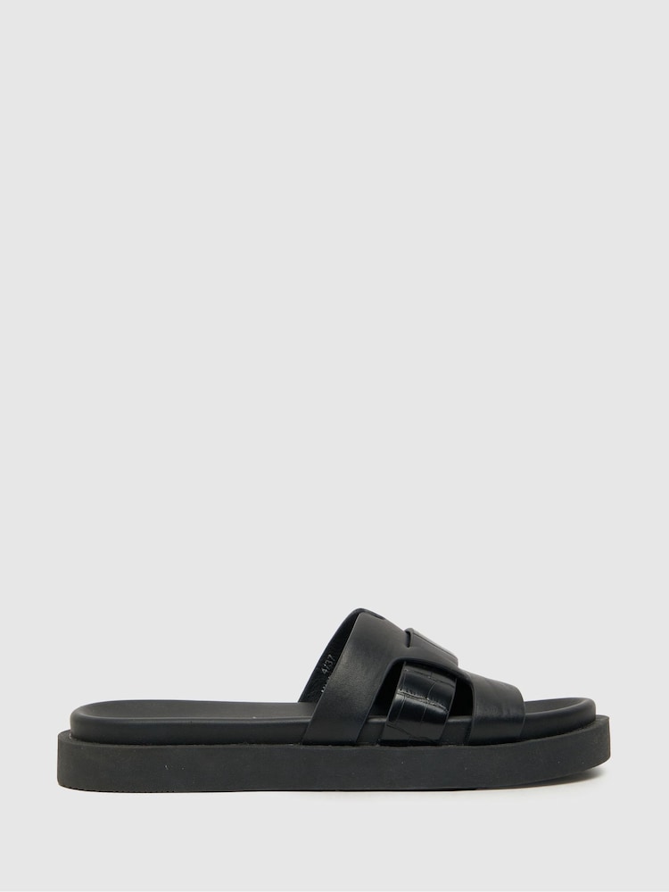 Schuh Timmy Croc Effect Footbed Sandals - Image 1 of 4
