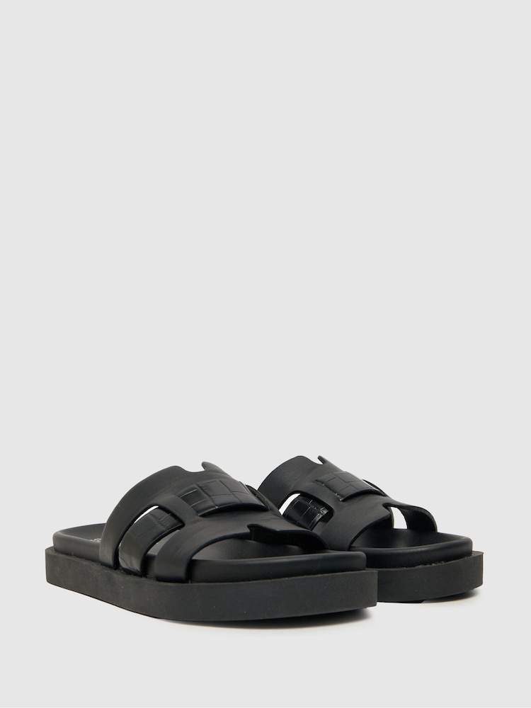 Schuh Timmy Croc Effect Footbed Sandals - Image 2 of 4