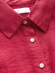 Red TENCEL™ Blend Belted Shirt Dress with Linen - Image 6 of 10