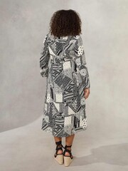 Live Unlimited Curve Mono Patchwork Paisley Print Midaxi Black Shirt Dress - Image 3 of 6