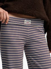 Superdry Blue/Brown Stripe Athletic Essentials Fold Over Joggers - Image 3 of 7