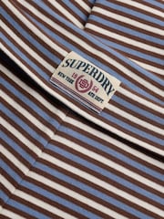 Superdry Blue/Brown Stripe Athletic Essentials Fold Over Joggers - Image 7 of 7