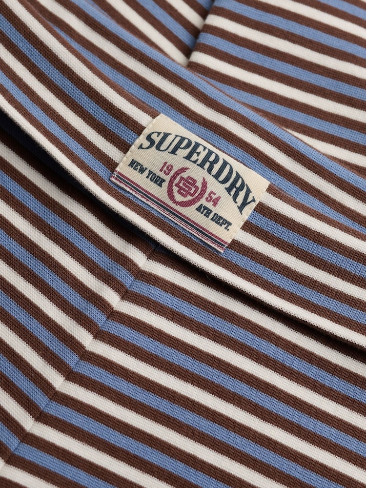 Superdry Blue/Brown Stripe Athletic Essentials Fold Over Joggers - Image 7 of 7 Superdry Blue/Brown Stripe Athletic Essentials Fold Over Joggers - Image 7 of 7