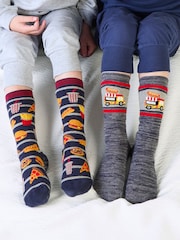Bleu - Totes Tosties Kids Original Chaussons Chaussettes 2 Lot - Image 1 de 5