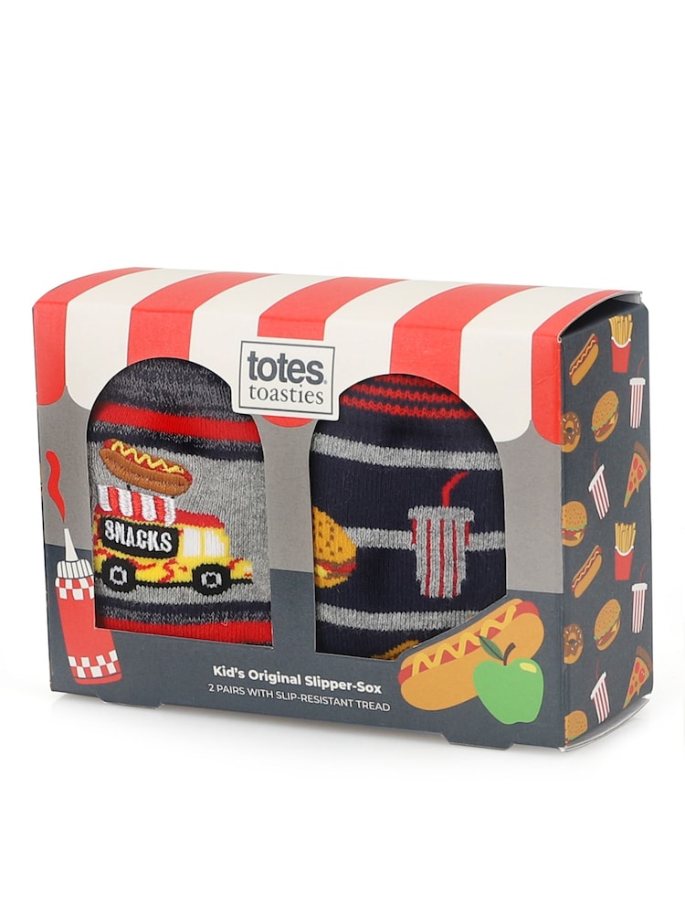 Bleu - Totes Tosties Kids Original Chaussons Chaussettes 2 Lot - Image 2 de 5 Bleu - Totes Tosties Kids Original Chaussons Chaussettes 2 Lot - Image 2 de 5