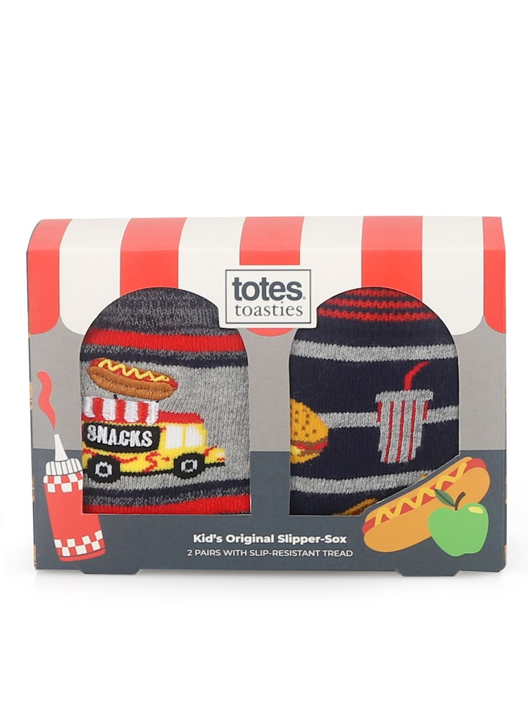 Bleu - Totes Tosties Kids Original Chaussons Chaussettes 2 Lot - Image 5 de 5 Bleu - Totes Tosties Kids Original Chaussons Chaussettes 2 Lot - Image 5 de 5
