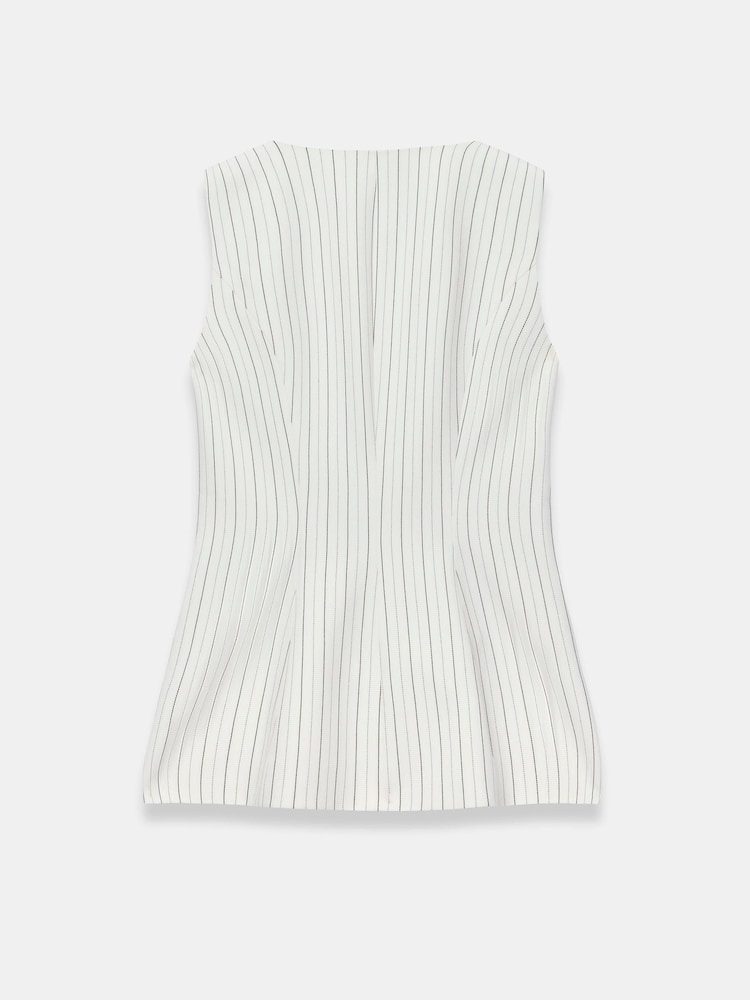 Mint Velvet White Pinstripe Asymmetric Waistcoat - Image 8 of 8 Mint Velvet White Pinstripe Asymmetric Waistcoat - Image 8 of 8