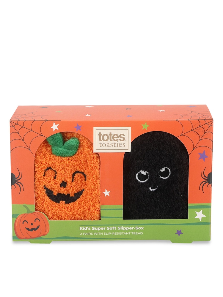 Totes Black Halloween Super Soft Cosy Slipper Socks 2 Pack - Image 5 of 5 Totes Black Halloween Super Soft Cosy Slipper Socks 2 Pack - Image 5 of 5