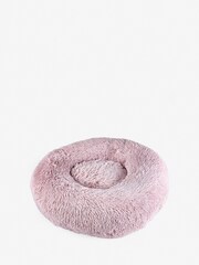 Pink Round Faux Fur Pet Bed - Image 3 of 4