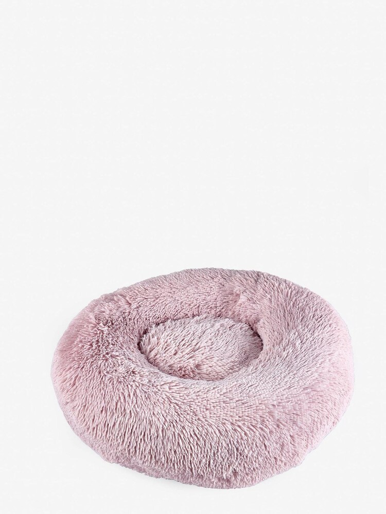 Pink Round Faux Fur Pet Bed - Image 4 of 4
