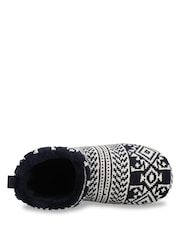 Totes Blue Fair Isle Knitted Boots Slippers - Image 4 of 5