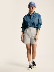 Joules Belmont Navy & White Seersucker Striped Shorts - Image 5 of 6
