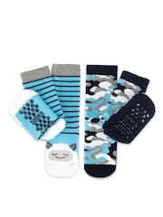 Totes Blue Younger Childrens Original Slippers Socks 2 Pack - Image 2 of 5