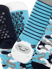 Totes Blue Younger Childrens Original Slippers Socks 2 Pack - Image 3 of 5