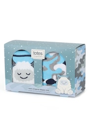 Totes Blue Younger Childrens Original Slippers Socks 2 Pack - Image 4 of 5
