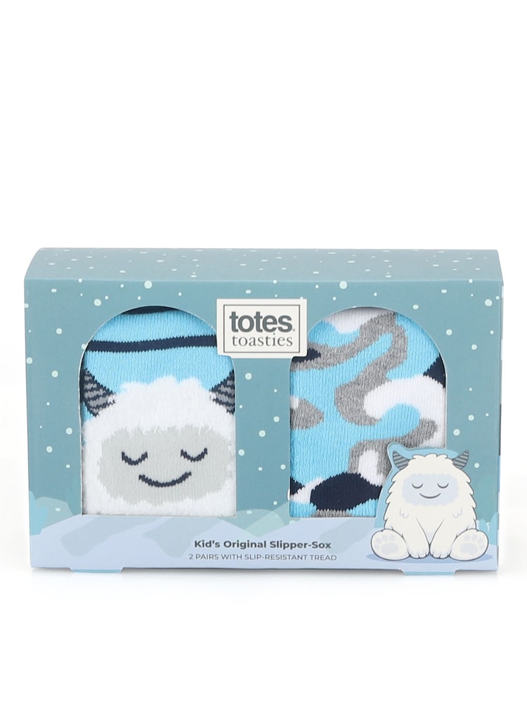 Totes Blue Younger Childrens Original Slippers Socks 2 Pack - Image 5 of 5