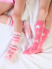 Totes Pink Younger Childrens Original Slippers Socks 2 Pack - Image 1 of 5