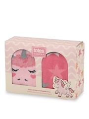 Totes Pink Younger Childrens Original Slippers Socks 2 Pack - Image 2 of 5