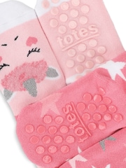 Totes Pink Younger Childrens Original Slippers Socks 2 Pack - Image 4 of 5