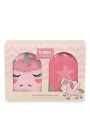 Totes Pink Younger Childrens Original Slippers Socks 2 Pack - Image 5 of 5