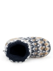 Totes Blue Childrens Fair Isle Knitted Boot Slippers - Image 3 of 5