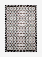 Monochrome Rust Brown Vinyl Traditional Tile Indoor Outdoor Rug - Image 6 of 7